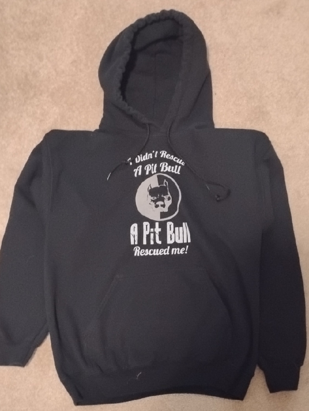 Gildan Black Pullover Hoodie with White Pit Bull Rescue Graphic